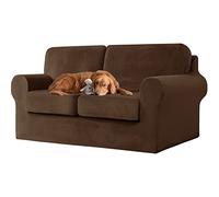 ABZDUNG Funda de sofá de Terciopelo con Respaldo y Cojines de Asiento Separados, Antideslizante y elástica, Antimanchas.(Marrone,2 Seater)