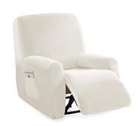 ABZDUNG Funda Universal de Terciopelo for sillón reclinable (4 Piezas), Antideslizante, de Primera Calidad, for sillón reclinable eléctrico de 1 Plaza.(Bianco)