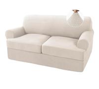 ABZDUNG Fundas de sofá elásticas con Fundas de cojín en T separadas, Funda de sofá de Jacquard de Repuesto, Protector de Muebles Lavable con Base elástica(White Teeth,Loveseat)