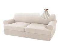 ABZDUNG Fundas de sofá elásticas con Fundas de cojín en T separadas, Funda de sofá de Jacquard de Repuesto, Protector de Muebles Lavable con Base elástica(White Teeth,Large Loveseat)
