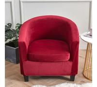 ABZDUNG Juego de 2 Fundas for sillas de bañera de Terciopelo Suave, diseño 2 en 1, extraíbles, elásticas, con Funda de cojín for Comedor, Sala de Estar, Oficina y recepción.(Wine Red)