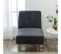 ABZDUNG Luxury Velvet Armless Chair Slipcovers Accent Chair Covers, Stretch Removable Washable Slipper Chair Cover Modern Furniture Protector for Dining Living Room Hotel Bedroom(Dark Gray)