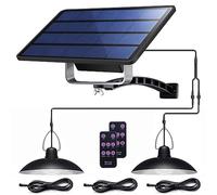 ABZXT Luces colgantes solares mejoradas, luces de doble bombilla IP65, impermeables, lámpara automática del atardecer al amanecer con control remoto para cobertizos al aire libre, granero, gallinero,
