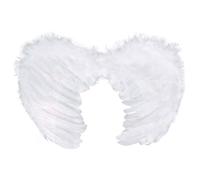 AC - Alas de ángel con Plumas y Tirantes elásticos, complemento para Disfraces de diablesa, Demonio, Halloween, Carnaval, Cosplay (Blanco - 60 x 40 cm)