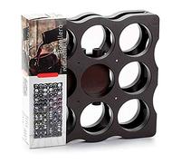 AC - Botellero Modular apilable - Capacidad de 9 Botellas - Fabricación en plástico - Ideal para Botellas de Vino, champán, estantería - 34,5 x 35,5 x 17 cm - Color Marrón Oscuro