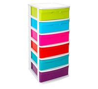 AC - Cajonera de Almacenamiento Sena con 6 cajones Surtidos, Torre de Almacenamiento Multiusos para Oficina, hogar, Escuela, etc. 96 x 39 x 40 cm. Multicolor.