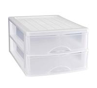 AC - Cajonera de Almacenamiento sobremesa con 2 cajones, Torre de Almacenamiento Multiusos para Oficina, hogar, Escuela, etc. 17,5 x 27 x 35 cm. Color Blanco