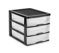 AC - Cajonera de Almacenamiento Sobremesa con 3 cajones, Torre de Almacenamiento Multiusos para Oficina, hogar, Escuela - 26,8 x 27 x 35,5 cm - Color Negro - Modelo Aleatorio