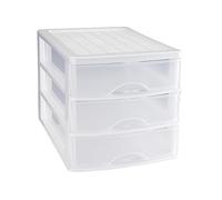 AC - Cajonera de Almacenamiento sobremesa con 3 cajones, Torre de Almacenamiento Multiusos para Oficina, hogar, Escuela, etc. 26 x 27 x 35 cm. Color Blanco