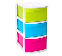 AC - Cajonera de Almacenamiento Tamesis con 3 cajones, Torre de Almacenamiento Multiusos para Oficina, hogar, Escuela, etc. 58,5 x 28,5 x 39 cm. Blancolor (Cajones Aleatorios)