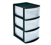 AC - Cajonera de Almacenamiento Tamesis con 3 cajones, Torre de Almacenamiento Multiusos para Oficina, hogar, Escuela, etc. 61 x 27,5 x 39,2 cm. Color Negro.