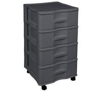 AC - Cajonera de Almacenamiento Wagon - 4 Cajones - Torre de Almacenamiento Multiusos para Oficina, hogar, Escuela, etc - 67,5 x 37 x 39 cm - Color Gris