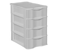 AC - Cajonera de Almacenamiento Wagon A4-4 cajones - Torre de Almacenaje Multiusos de Plástico para Oficina, hogar, Escuela - Fabricada en España - 49 x 28 x 36 cm - Gris Claro