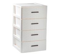 AC - Cajonera de Ordenación Modelo Rattan - 4 Niveles - Torre de almacenaje Multiusos, Organizador Auxiliar, Almacenamiento, baño - 61,5 x 36,5 x 36,5 cm - Color Blanco