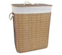 AC - Cesto Rectangular de bambú para Ropa Sucia - Plegable - 1 Compartimento - Incluye Asas, Tapa y Bolsa de Tela extraíble y Lavable - Pongotodo, Colada, Ligero - 40 x 30 x 50 cm