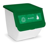 AC - Contenedor apilable de polipropileno - Cubo de Reciclaje de basura, Caja de almacenamiento de residuos, fácil apertura - 36 L - Vidrio - 36 x 38,5 x 38 cm