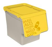 AC - Contenedor apilable de Polipropileno - Cubo de Reciclaje de Basura, Caja de Almacenamiento de residuos, fácil Apertura - 27 L - Plástico - 31,5 x 26,5 x 39 cm
