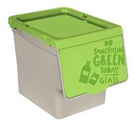 AC - Contenedor apilable de Polipropileno - Cubo de Reciclaje de Basura, Caja de Almacenamiento de residuos, fácil Apertura - 27 L - Vidrio - 31,5 x 26,5 x 39 cm