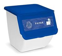 AC - Contenedor apilable de polipropileno - Cubo de Reciclaje de basura, Caja de almacenamiento de residuos, fácil apertura - 36 L - Papel - 36 x 38,5 x 38 cm