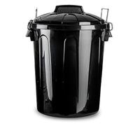 AC - Cubo de Basura con asa metálica 100 L - Cubo basura para exterior e interior - Cubo de almacenaje - Fabricado en plástico - Ideal para el hogar, trabajo, hostelería, etc - Color Negro