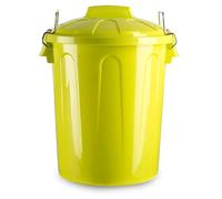 AC - Cubo de Basura con asa metálica 100 L - Cubo basura para exterior e interior - Cubo de almacenaje - Fabricado en plástico - Ideal para el hogar, trabajo, hostelería, etc - Color Amarillo