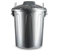 AC - Cubo de Basura con asa metálica 51 L - Cubo basura para exterior e interior - Cubo de almacenaje - Fabricado en plástico - Ideal para el hogar, trabajo, hostelería, etc - Color Plata