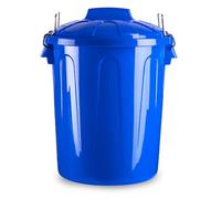 AC - Cubo de Basura con asa metálica 70 L - Cubo basura para exterior e interior - Cubo de almacenaje - Fabricado en plástico - Ideal para el hogar, trabajo, hostelería, etc - Color Azul
