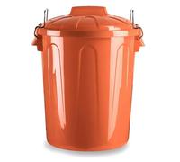 AC - Cubo de Basura con asa metálica 70 L - Cubo basura para exterior e interior - Cubo de almacenaje - Fabricado en plástico - Ideal para el hogar, trabajo, hostelería, etc - Color Marrón