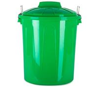 AC - Cubo de Basura con asa metálica 70 L - Cubo basura para exterior e interior - Cubo de almacenaje - Fabricado en plástico - Ideal para el hogar, trabajo, hostelería, etc - Color Verde
