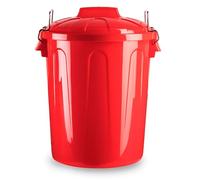 AC - Cubo de Basura con asa metálica 70 L - Cubo basura para exterior e interior - Cubo de almacenaje - Fabricado en plástico - Ideal para el hogar, trabajo, hostelería, etc - Color Rojo