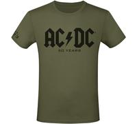 AC/DC 50 Years Logo Hombre Camiseta Aceituna 100% algodón Regular