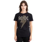 AC/DC ACDC Leopard Bolt Camiseta de Mujer, Negro, XXL