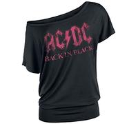 AC/DC Back in Black - Camiseta de Manga Corta para Mujer, Color Negro