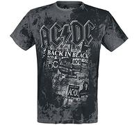 AC/DC Back in Black Hombre Camiseta Gris/Negro S 100% algodón Vorne Bedruckt, Hinten Bedruckt Regular