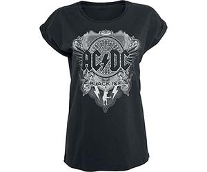 AC/DC Black Ice Mujer Camiseta Negro S 100% algodón Ancho