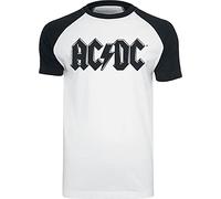 AC/DC Black Logo Hombre Camiseta Blanco-Negro 100% algodón Regular