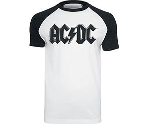 AC/DC Black Logo Hombre Camiseta Blanco-Negro S 100% algodón Regular