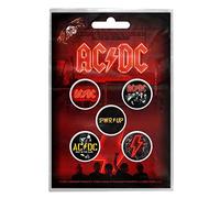 Ac/Dc Button Badge Pwr Up Band Logo Nuevo Oficial 5 X Pin Button Size One Size