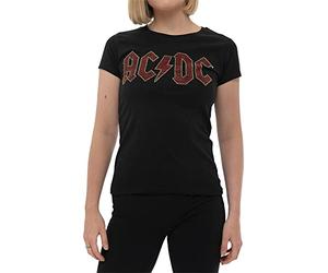 AC/DC - Camiseta Adornado para Mujer (S) (Negro)