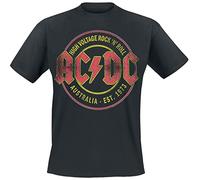 AC/DC - Camiseta orgánica High Voltage Aus. 73 para fans de AC/DC (L, Negro)