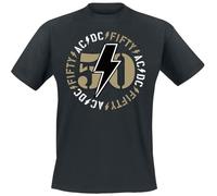 AC/DC Fifty Bold Emblem Hombre Camiseta Negro XL 100% algodón Regular