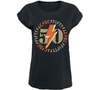 AC/DC Fifty Bold Emblem Mujer Camiseta Negro L 100% algodón Ancho