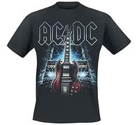 AC/DC High Voltage Guitar Hombre Camiseta Negro 100% algodón Regular