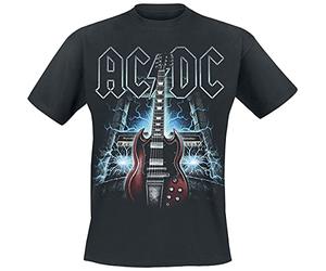 AC/DC High Voltage Guitar Hombre Camiseta Negro 100% algodón Regular
