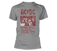 AC/DC Highway to Hell World Tour Camiseta, Gris, M para Hombre