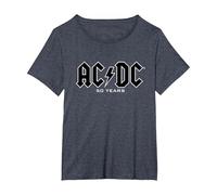 AC/DC - Historia del Logos 50 Años Camiseta, Mujer Tallas Grandes, Azul Jaspeado, 2XL Grande