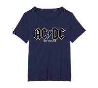 AC/DC - Historia del Logos 50 Años Camiseta, Mujer Tallas Grandes, Azul Marino, 5XL Grande