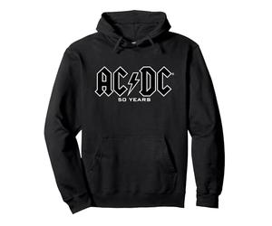 AC/DC - Historia del Logos 50 Años Sudadera con Capucha, Unisex para Adultos, Negro, L