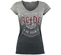 AC/DC Let There be Rock Mujer Camiseta Gris/Gris Oscuro XL 100% algodón Ancho