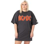 AC/DC Oversized T-Shirt Dress Ladies Womens | Adults Fly On The Wall 1985 Tour Outfit | Logotipo de Banda roja Gris carbón | Concierto de Rock Concierto Festival Ropa